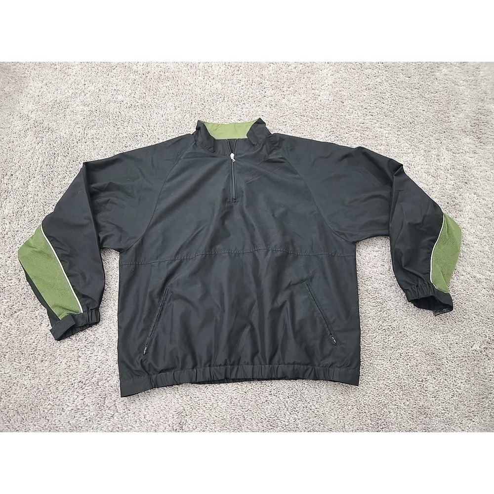Bollé Golf Jacket Mens XL Black 1/4 Zip Green Mesh Panel Water Wind Resistant